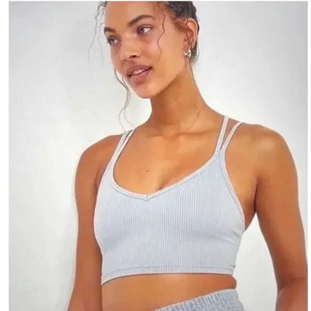 For Love & Lemons women XL eva crisscross crop‎ top sports bra gray athletic gym